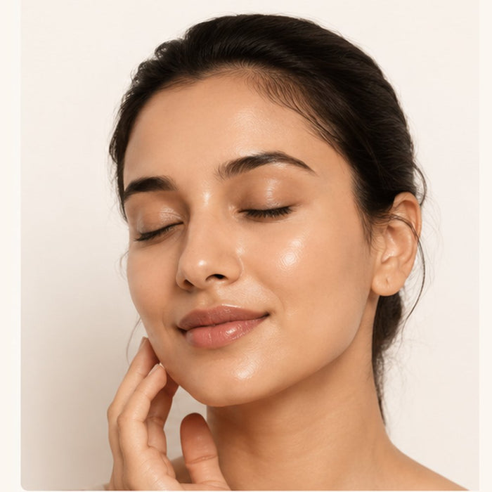7 AM — mask gone, skin plump and dewy