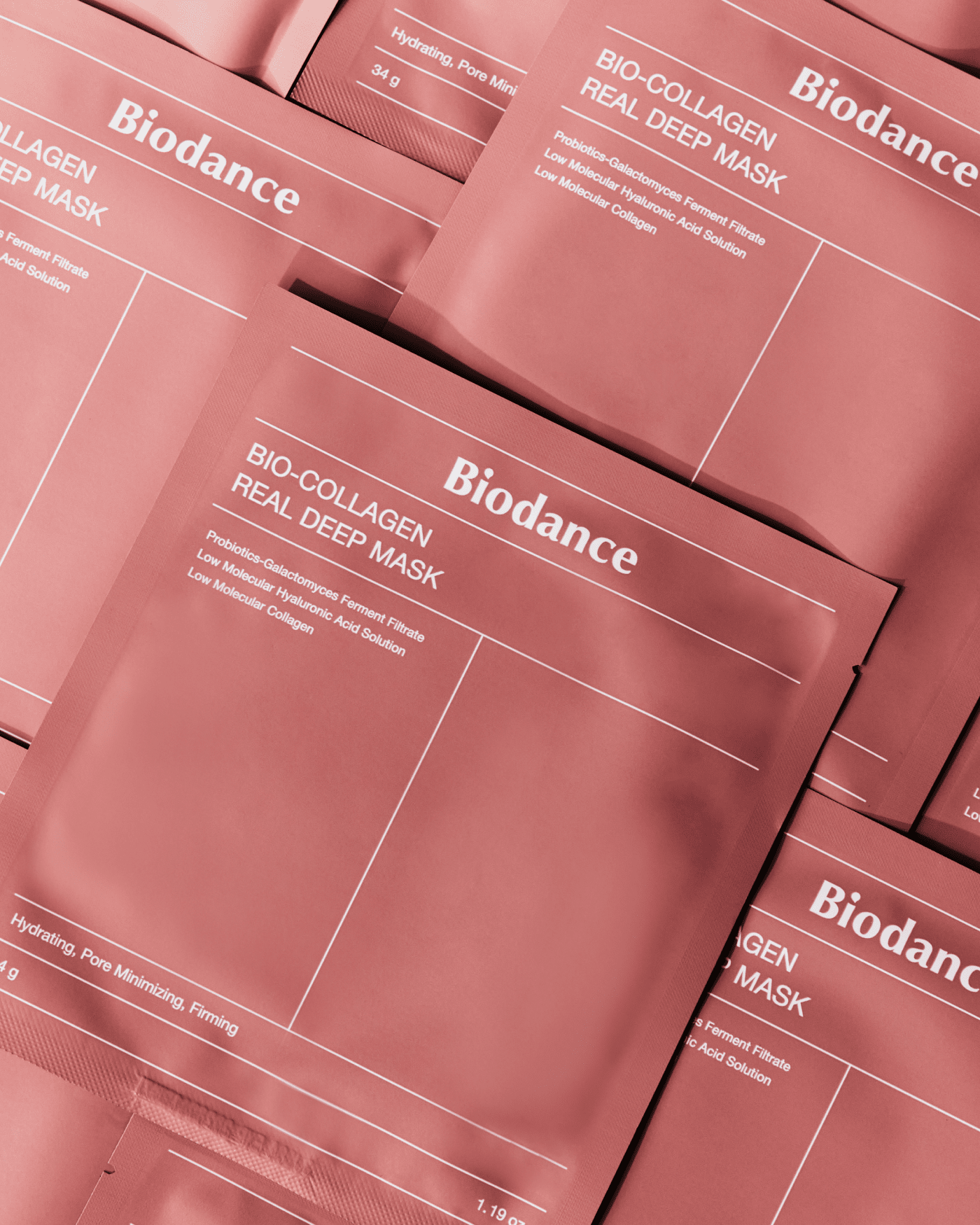 Biodance Korean mask packets — flat lay