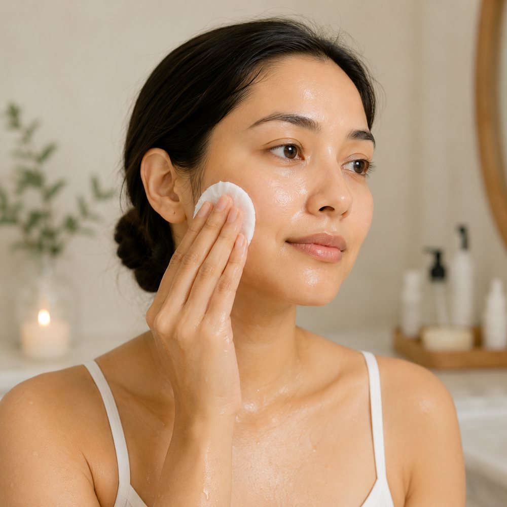 Step 1 — cleanse and tone to prep the skin