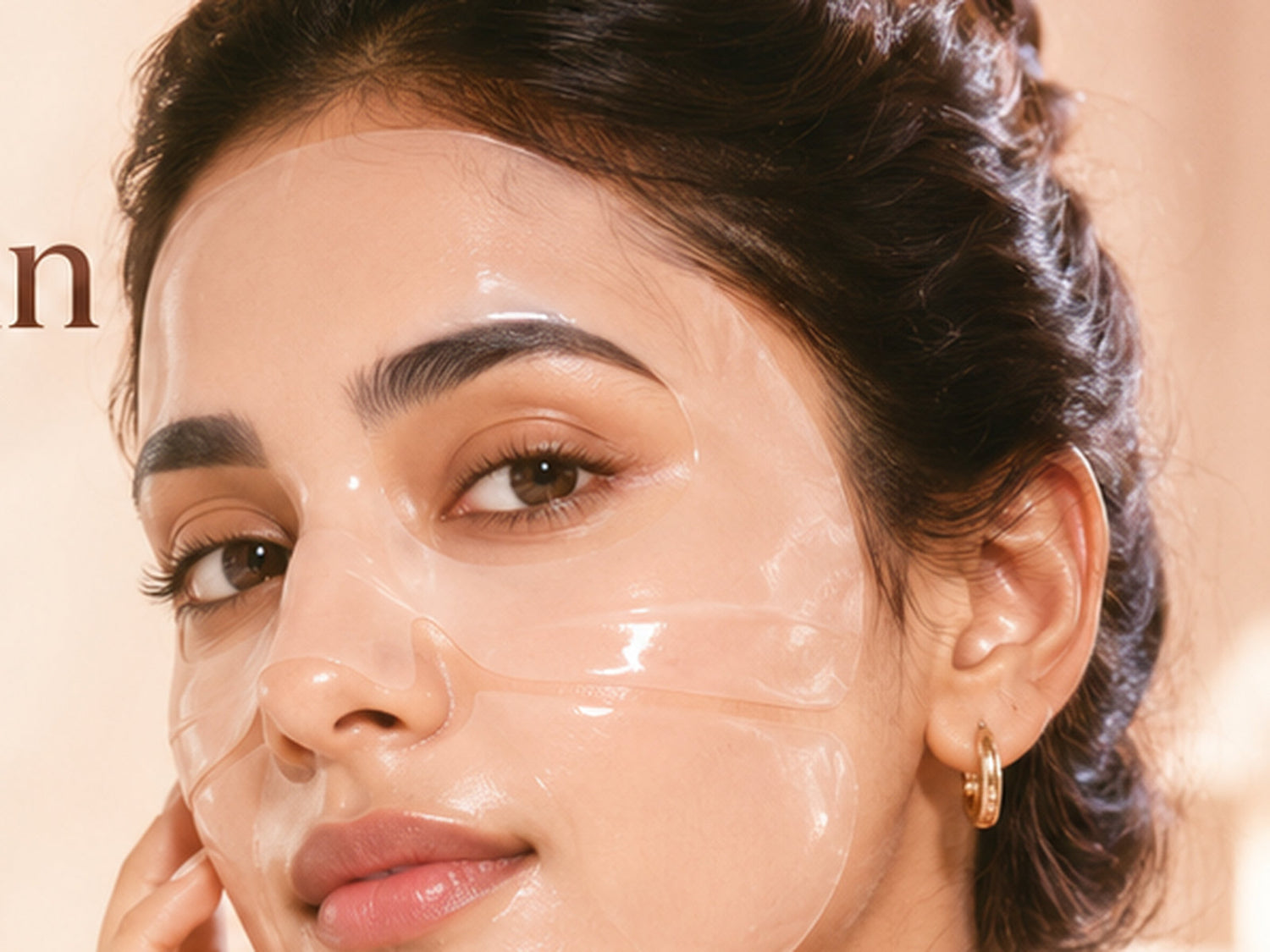 Authentic Korean overnight hydrogel mask on an Indian model