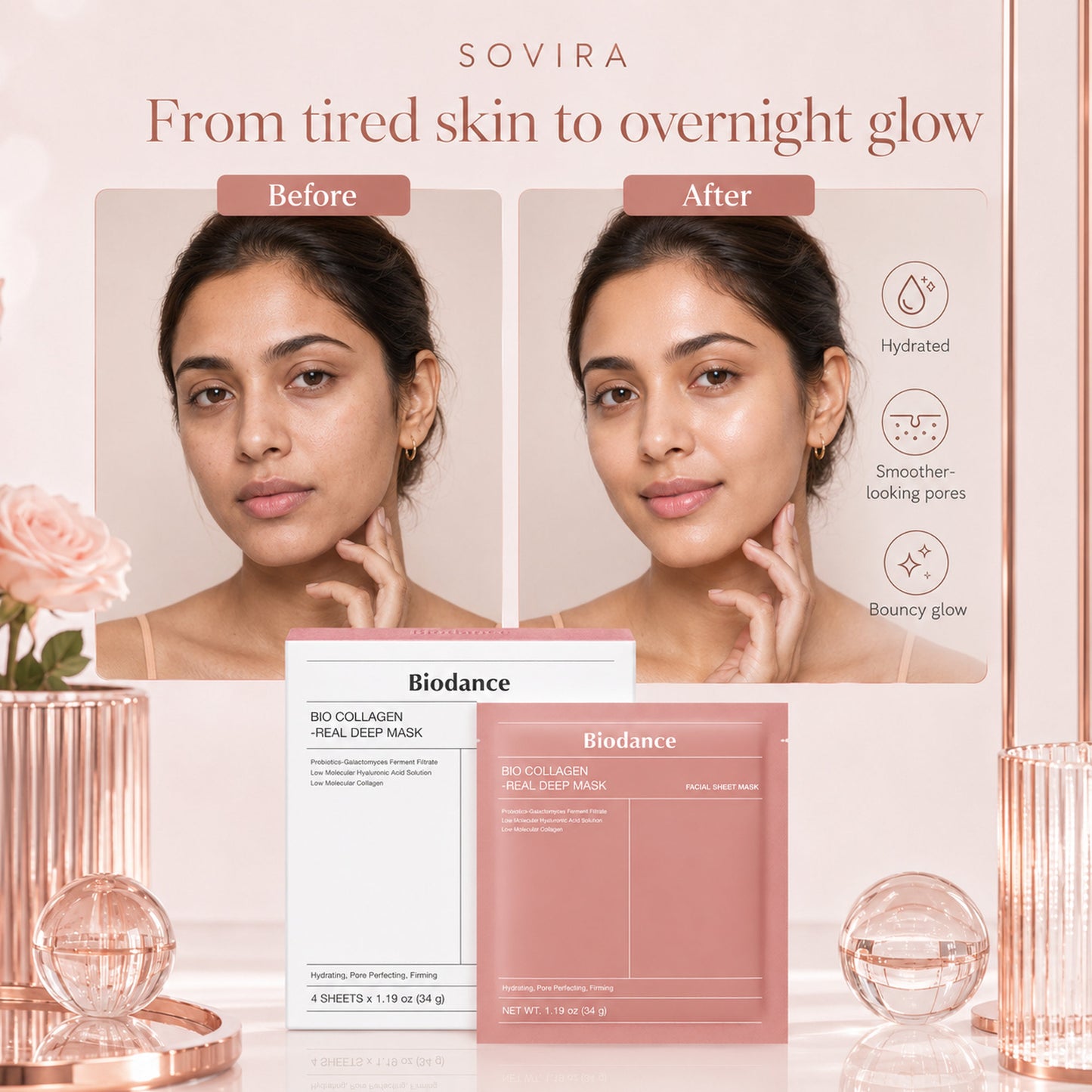From tired skin to overnight glow — before and after