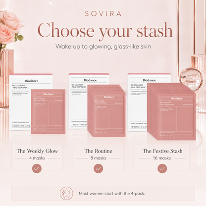 Choose your stash — Weekly Glow 4, The Routine 8, The Festive Stash 16